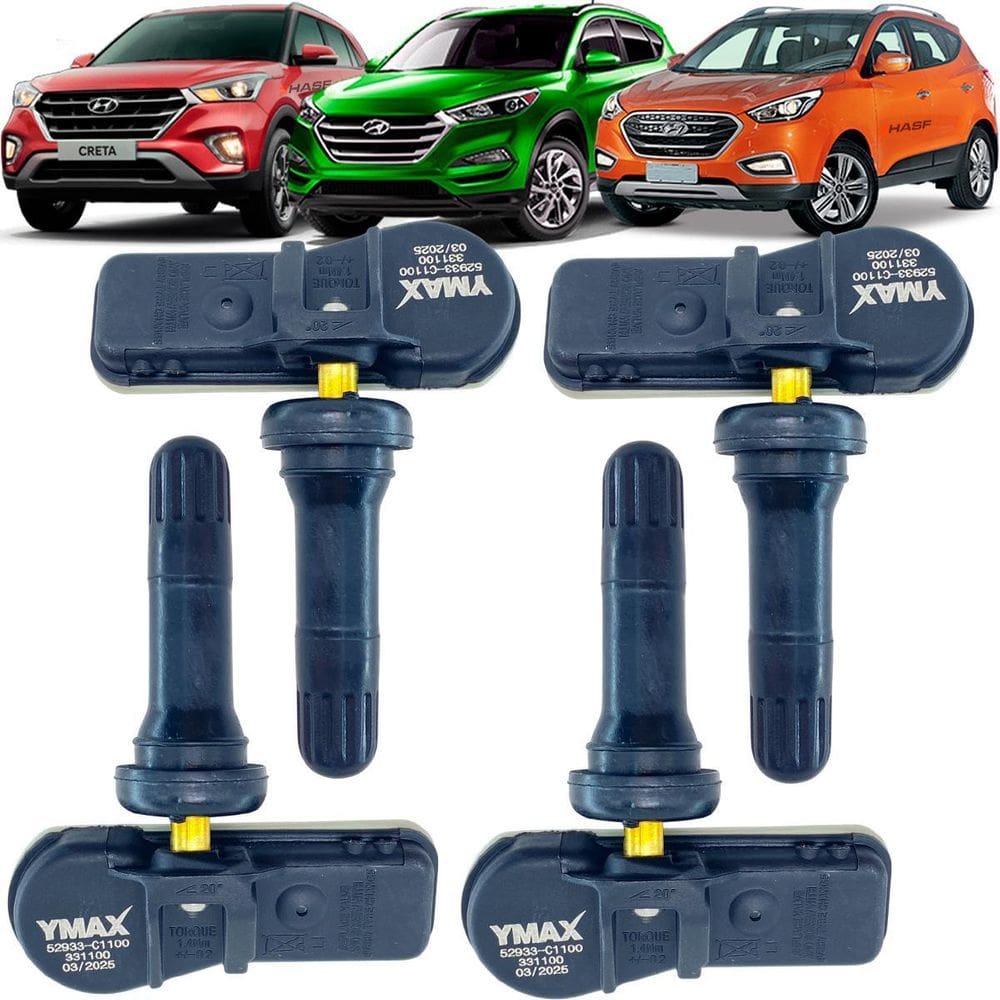 Kit Jogo 4 Sensor Pressão Pneu Tpms Creta Nova Tucson Sonata