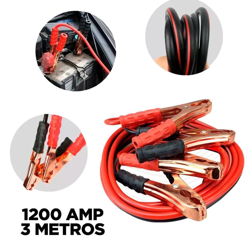 Cabo Chupeta 1200Amp Emergência Automotivo 3 Metros