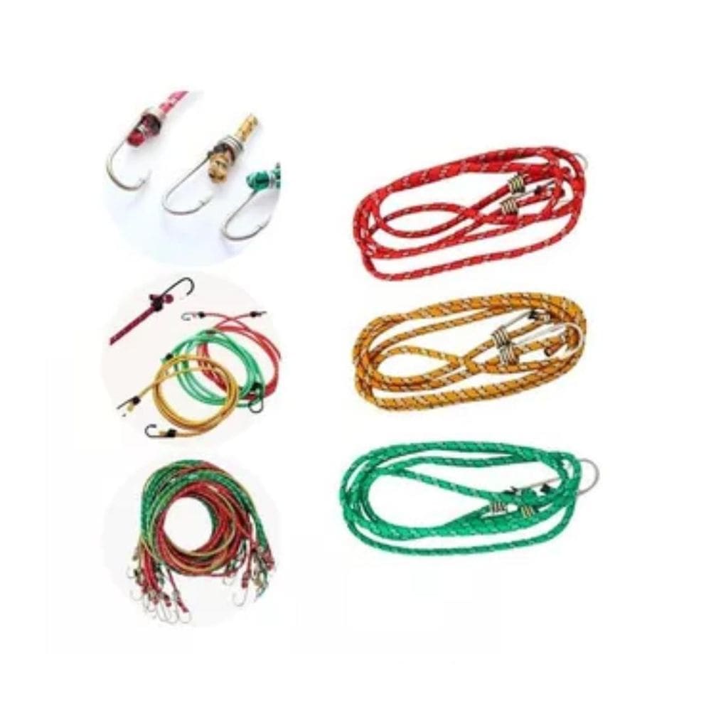 Kit 10 Extensores De Bagageiro Corda Elástica Gancho Metal
