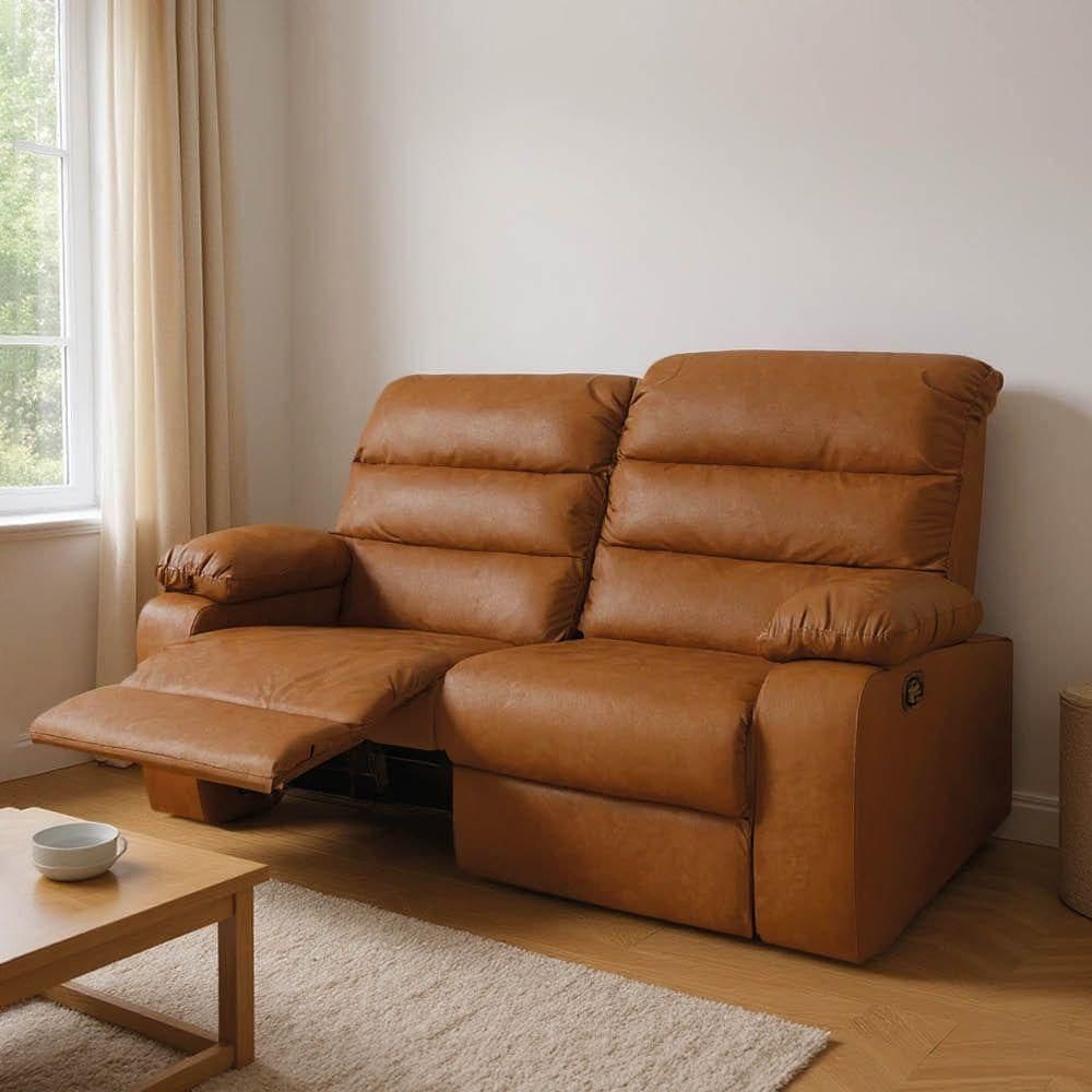 Sofá 2 Lugares Reclinável Retrátil 170cm Naaman Sintético Pu Nozes K01 - D`rossi