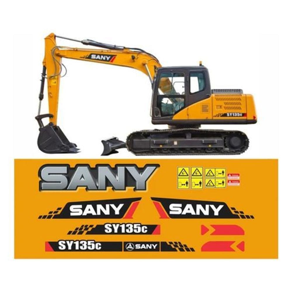 Kit Adesivo Compatível Escavadeira Hidráulica Sany Sy135C