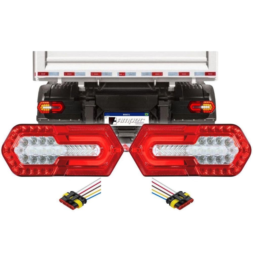 Kit Lanterna Traseira Turn Led 24V Sinalsul 2237 + Chicotes