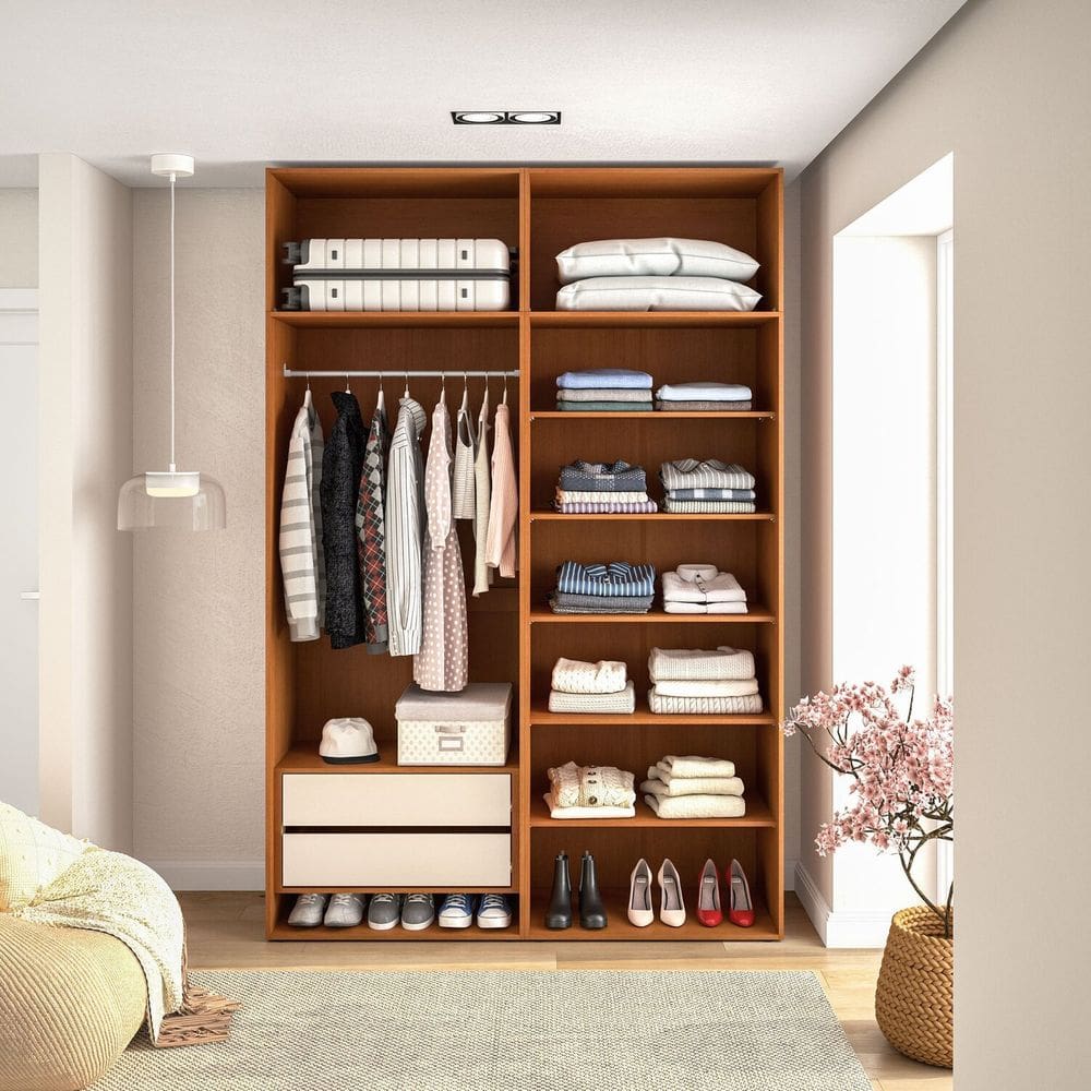 Closet Modular sem Portas com Maleiro Luna Freijo/Creme