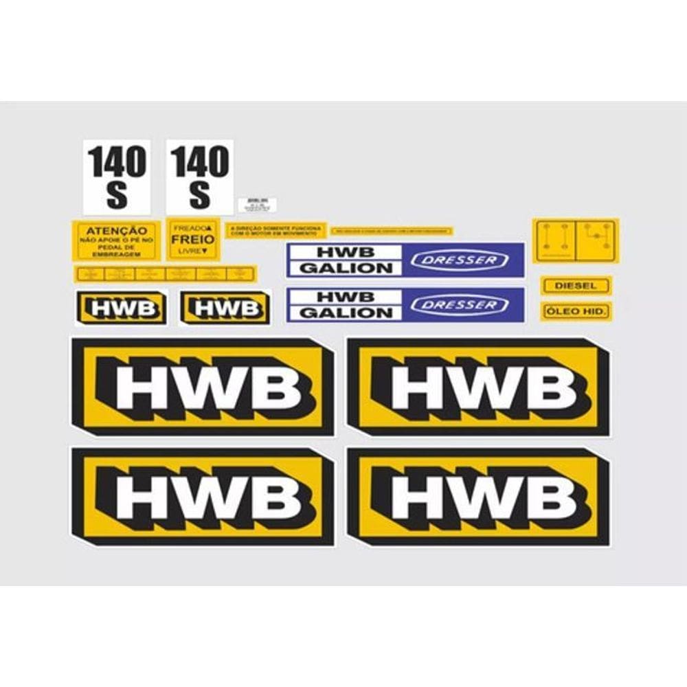Kit Adesivos Hwb 140S Para Moto Niveladora