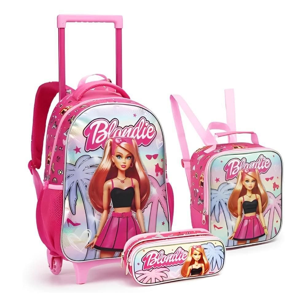 Kit Mochila, Lancheira E Estojo Infantil Femina Blondie