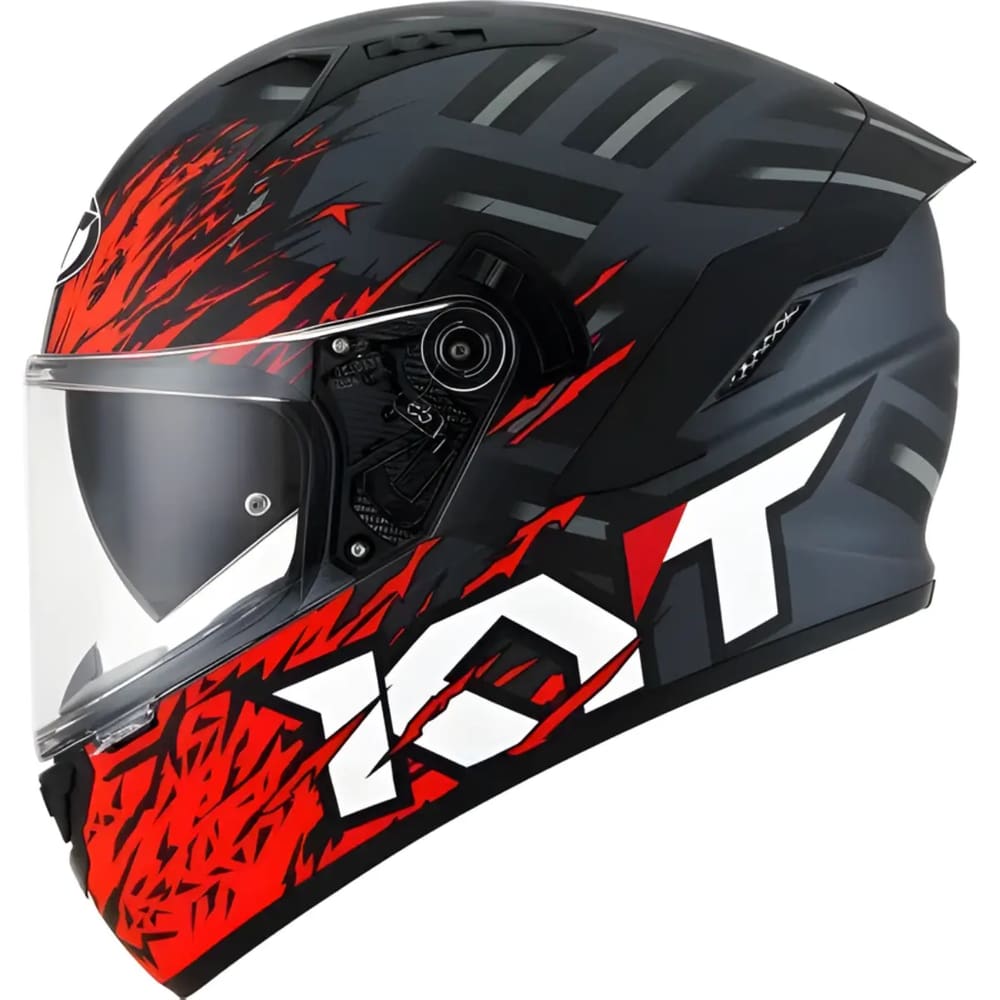Capacete KYT Striker 2V Flaming Anth Preto e Vermelho