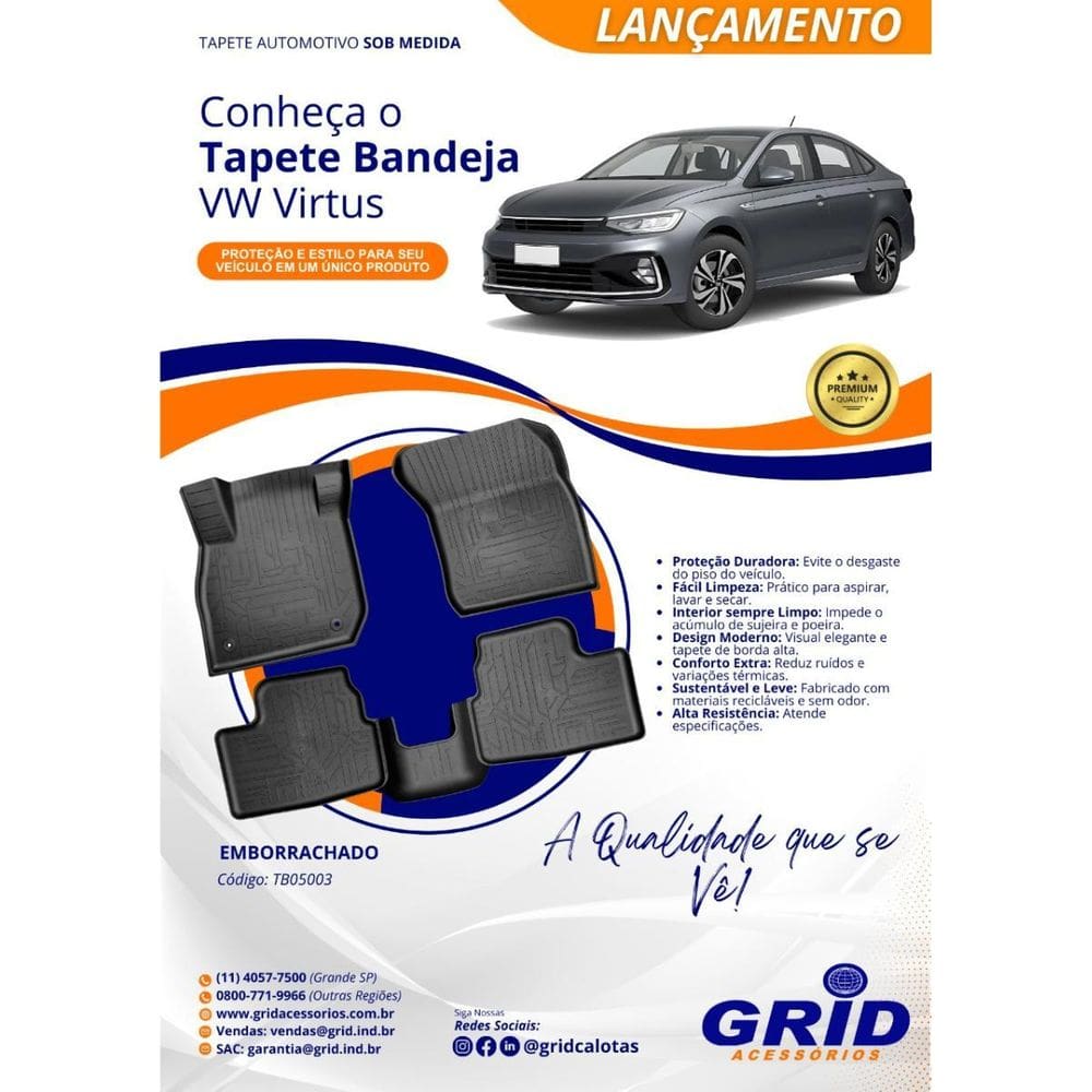 MP - Tapete Tipo Bandeja 4P Preto Virtus 2018