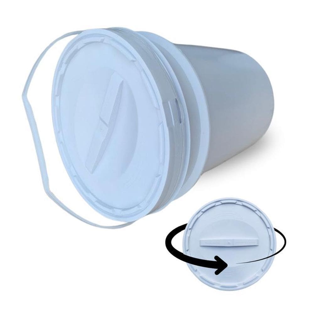 Balde Branco 20 Litros E Tampa Rosca - Kit 18 Pçs