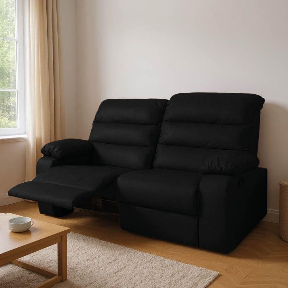 Sofá 2 Lugares Reclinável Retrátil 170cm Naaman Sintético Pu K01 - D`rossi Preto