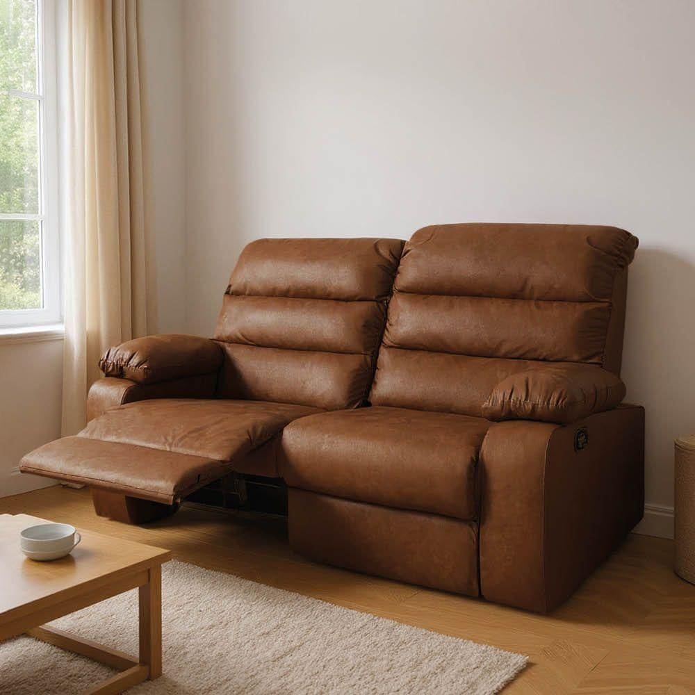 Sofá 2 Lugares Reclinável Retrátil 170cm Naaman Sintético Pu K01 - D`rossi Nozes