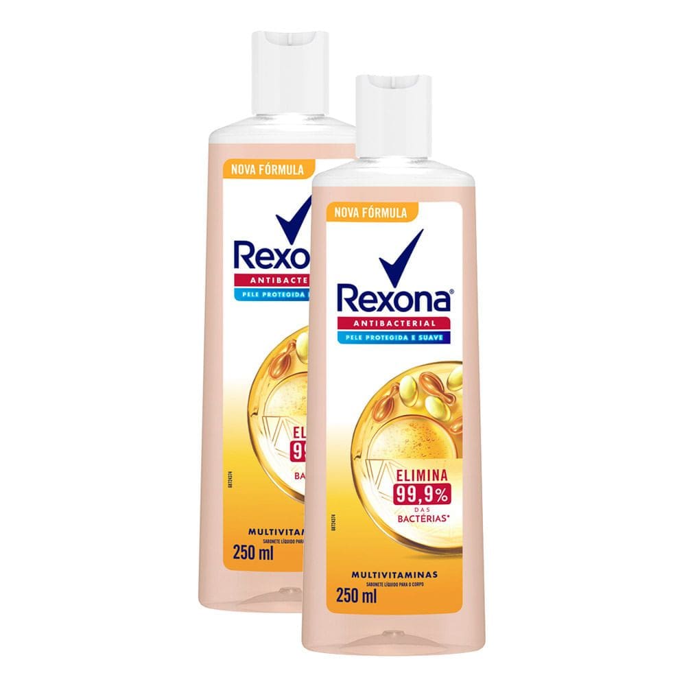 Kit 2 Sabonete Líquido Rexona Antibacterial Multivitaminas 250ml