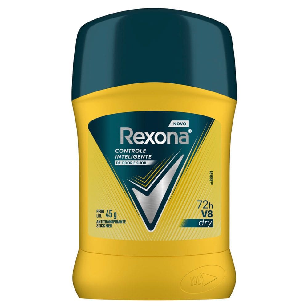 Desodorante Rexona Men V8 Dry Controle Inteligente 72h Antitranspirante Stick 45g