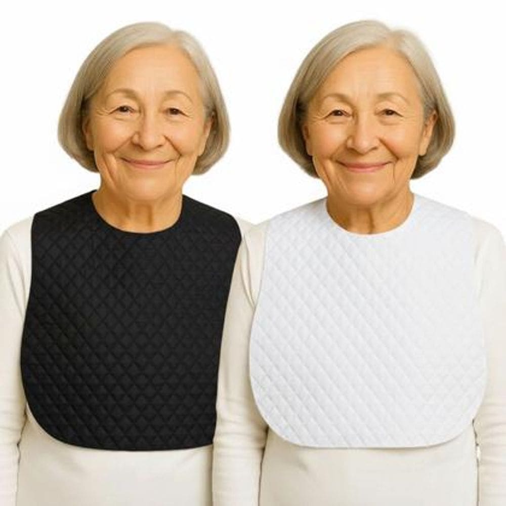 Babador Adulto Impermeável Acamados E Mobilidade Reduzida Alimentação Kit 2 Babadores Preto e Branco