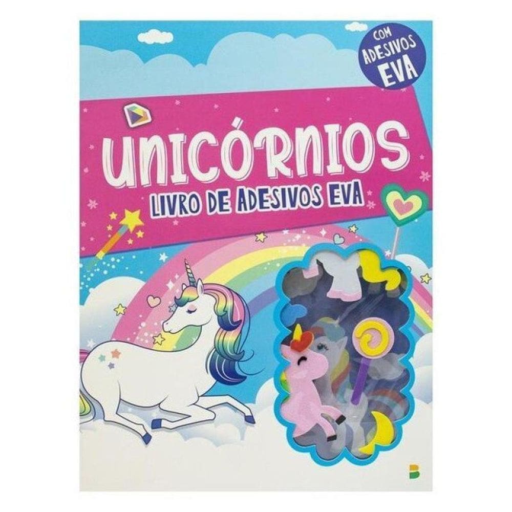 Livro Com Adesivos Em Eva: Unicórnios