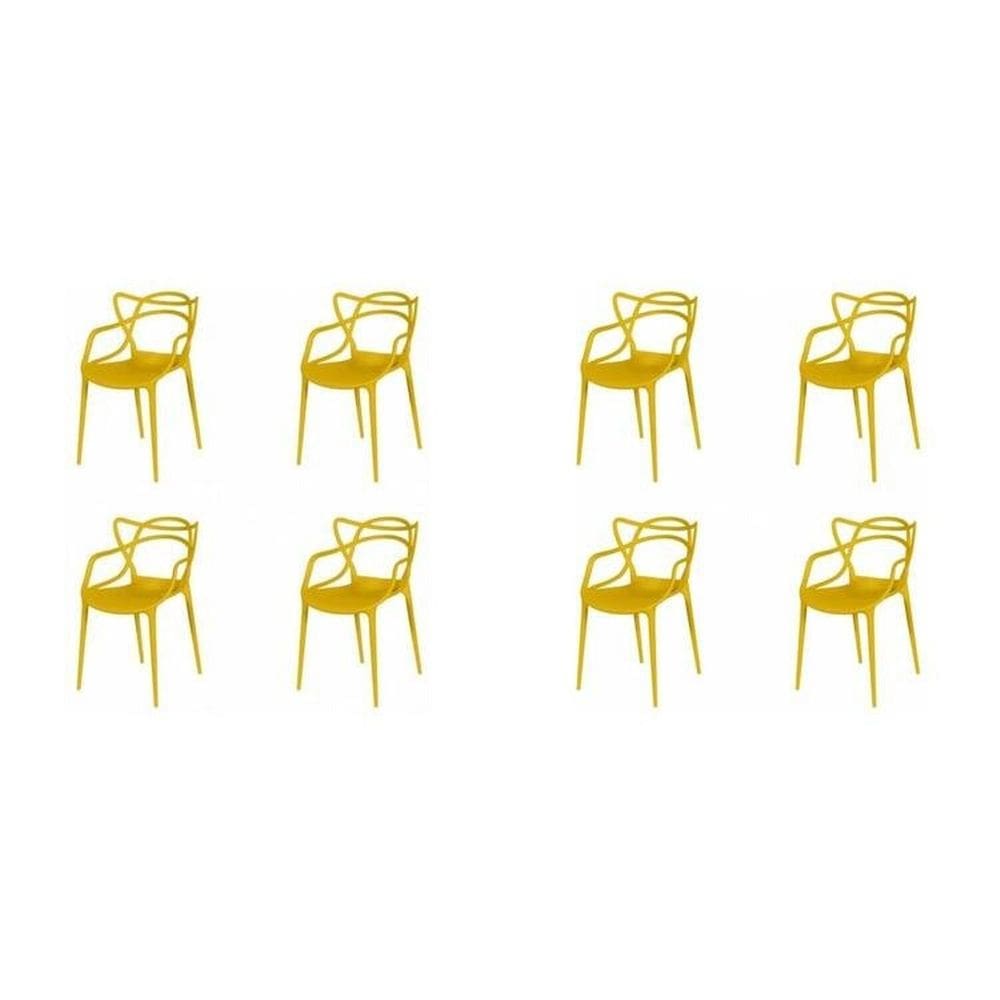 Kit com 8 Cadeiras para Sala de Jantar Allegra Solna Amarela Amarelo