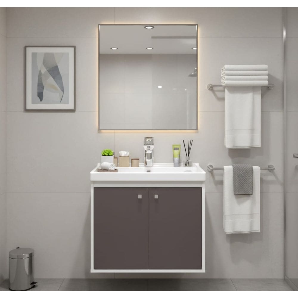 Gabinete Armário para Banheiro 50cm MDF com Lavatorio GIANDUIA