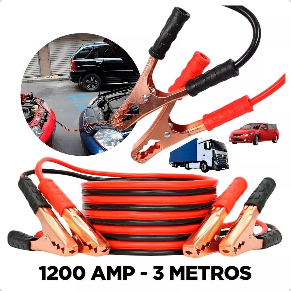 Cabo Chupeta 1200Amp Automotivo Para Emergência