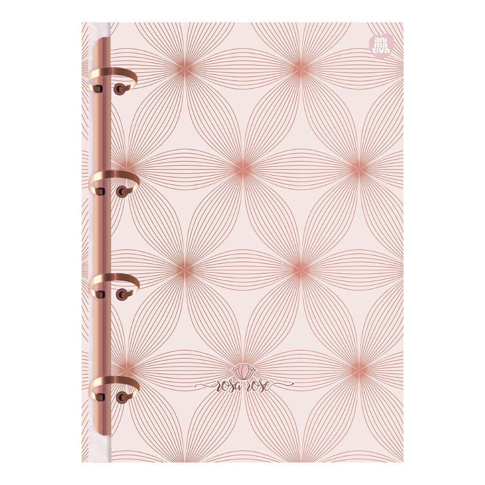 Caderno (COLEGIAL) Argolado Fichário Rosa Rose 160 Folhas Animativa