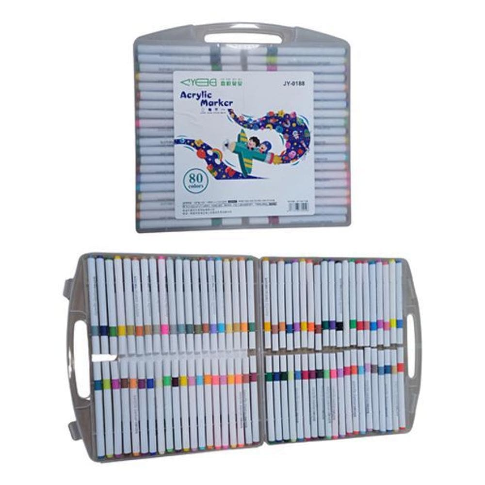 Super Kit Estojo Canetinhas Ponta 80 Cores