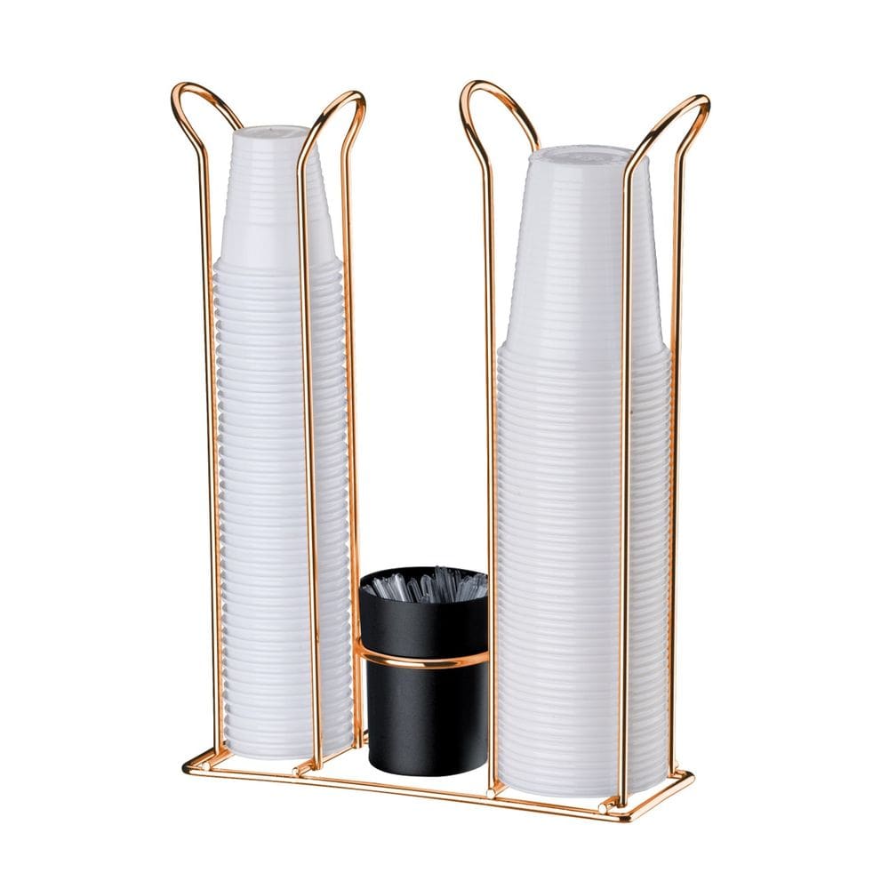 Suporte Organizador Porta Copos Descartáveis 200/80/50ml Mexedor Rose Gold - 1060PT Future