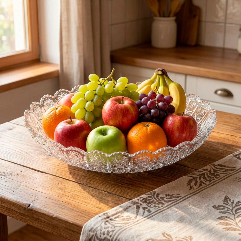 Fruteira Saladeira Vidro Redonda Cozinha Centro Mesa 1,400ml