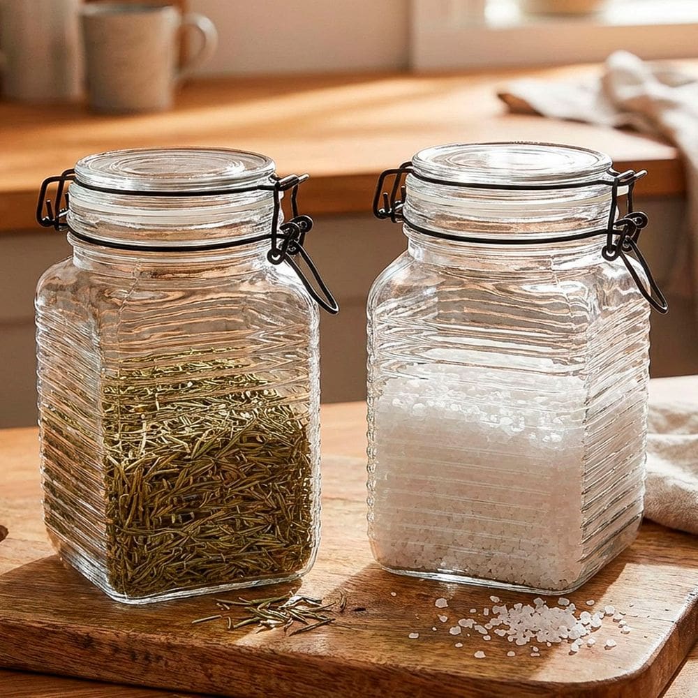 Porta Mantimentos Potes Herméticos Vidro De 1,330ml Kit 4pçs