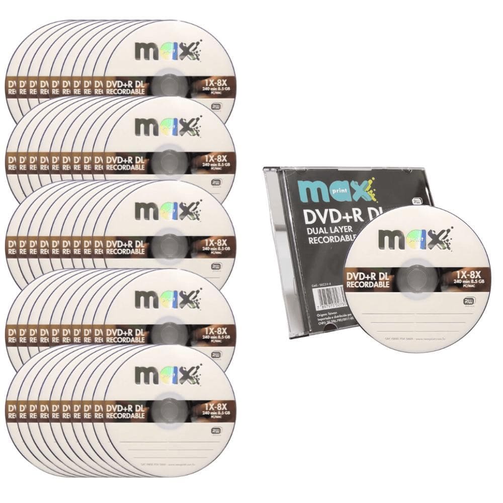 MP - Caixa Com 50 Dvd R Dual Layer 8 5Gb 1X 8