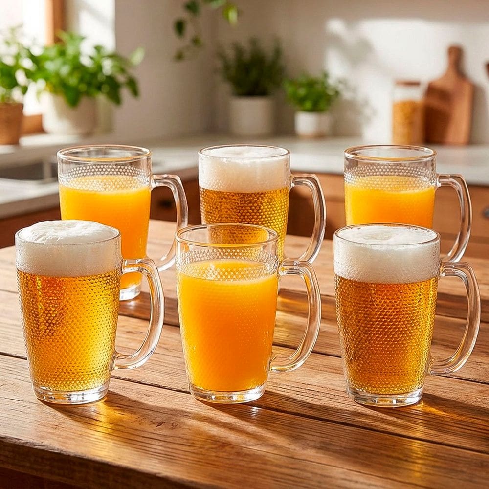 Jogo Copos De Vidro Canecas Chopp De 316ml Conjunto Kit 6pçs