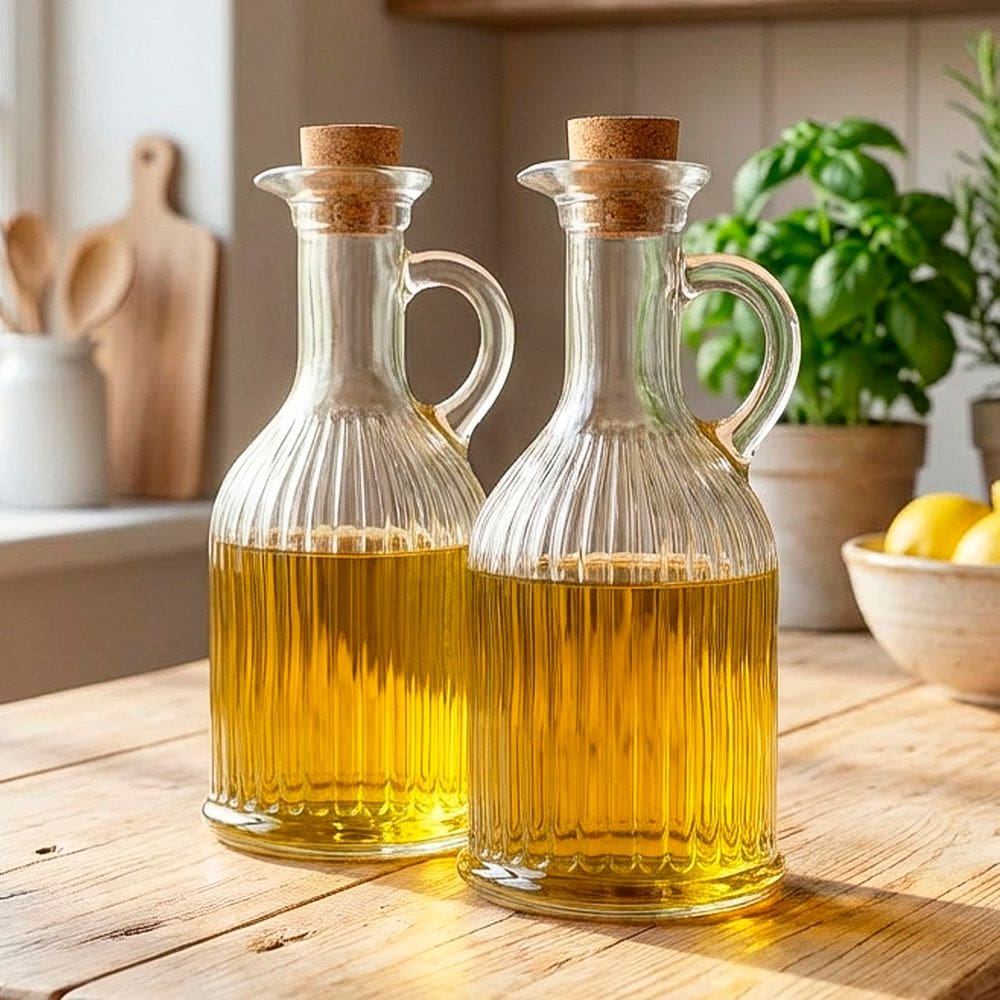 Garrafa Óleo Azeite Vidro Com Tampa Rolha De 350ml Kit 6pçs