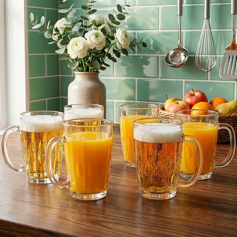 Jogo Canecas Copos De Vidro Chopp De 316ml Conjunto Kit 6pçs