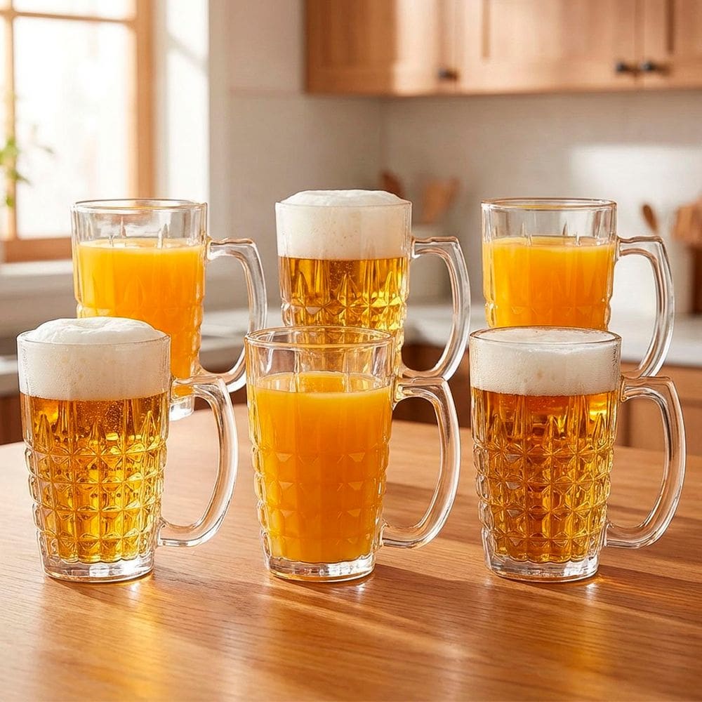 Jogo Canecas Chopp Copos De Vidro De 316ml Conjunto Kit 6pçs