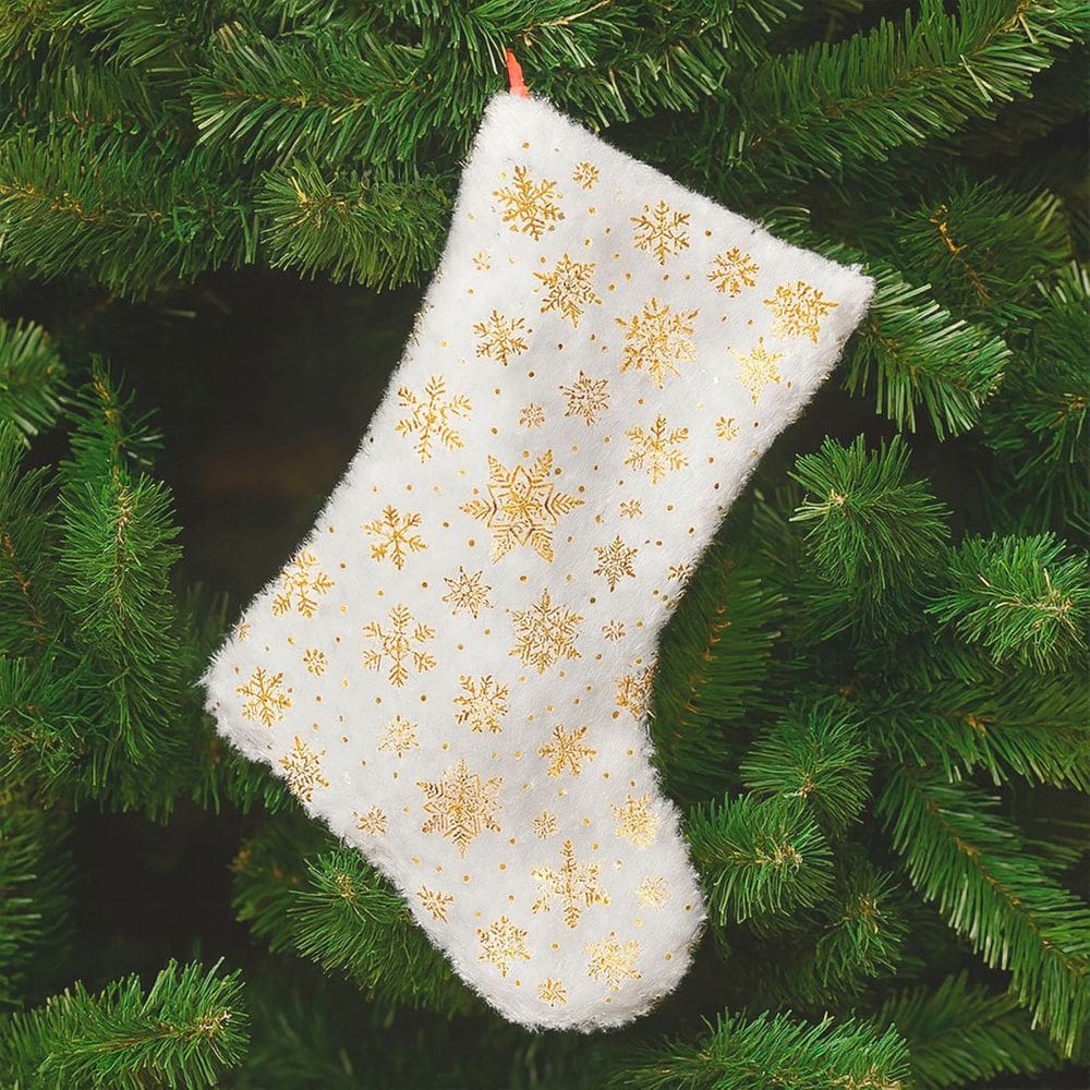 Meia Bota Pelúcida Pendente Enfeite Natalino Flor Ramo 44cm