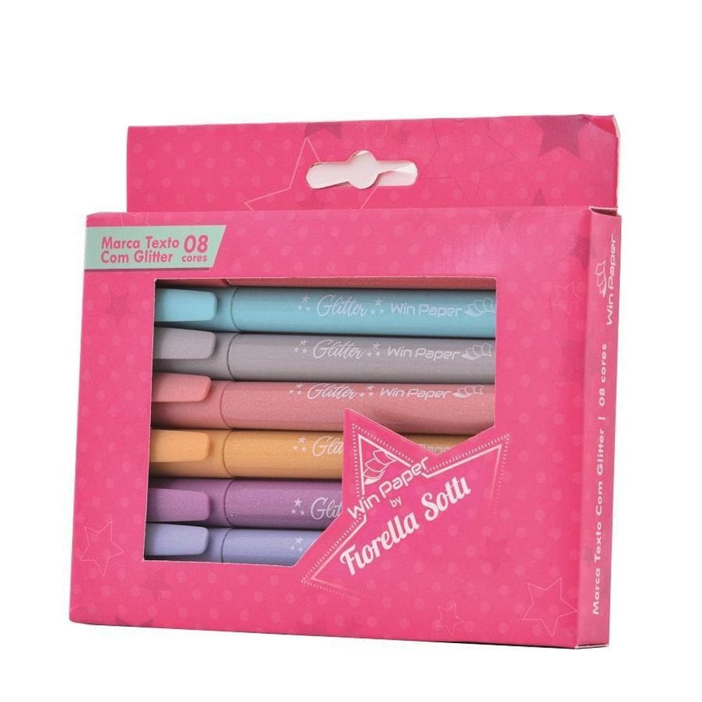 Marca Texto Com Glitter 8 Cores