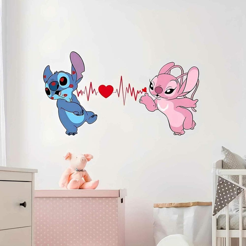 Adesivo De Parede Stitch E Angel Apaixonados