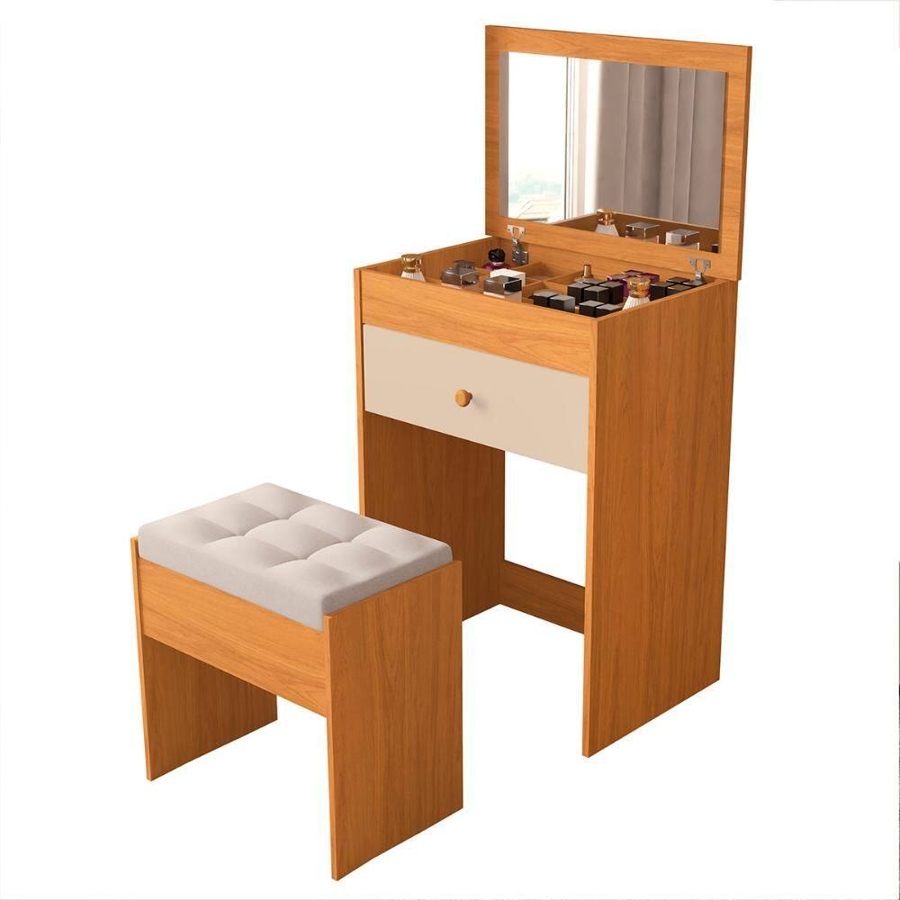 Penteadeira Clara Com 1 Gaveta e Banqueta Estofada