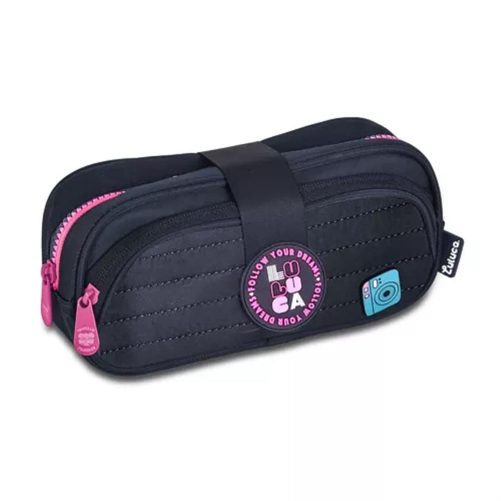 Estojo Duplo Escolar Preto Luluca Lu24641