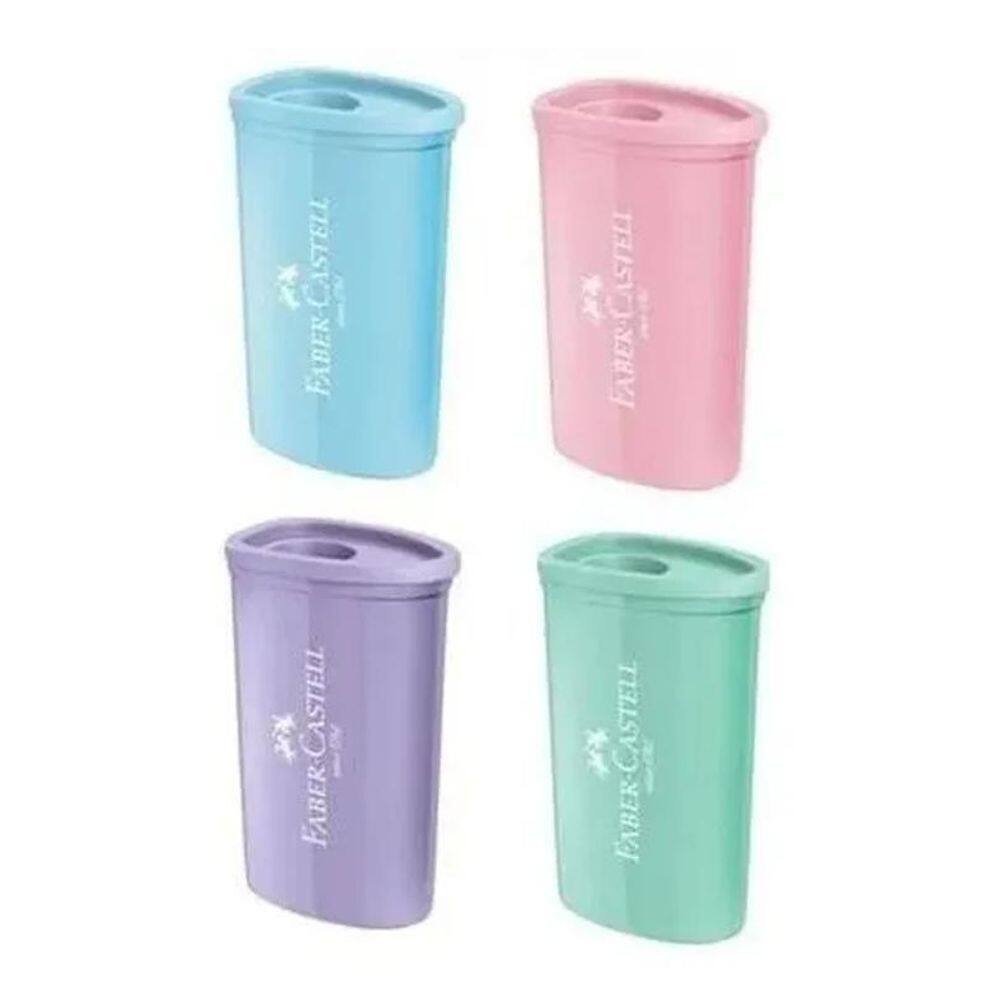 2X Apontador Faber Castell Com Depósito Cores Pastel C/4 Un