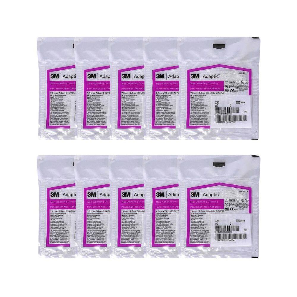 Kit 10 Curativo Não Aderente Adaptic 7,6 X 7,6Cm 3M