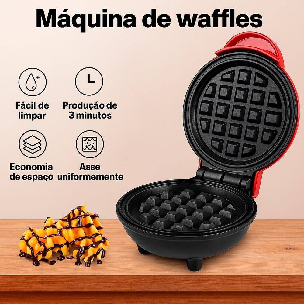 Mini Waffle Máquina Antiaderente Rápida E Fácil De Usar 110V