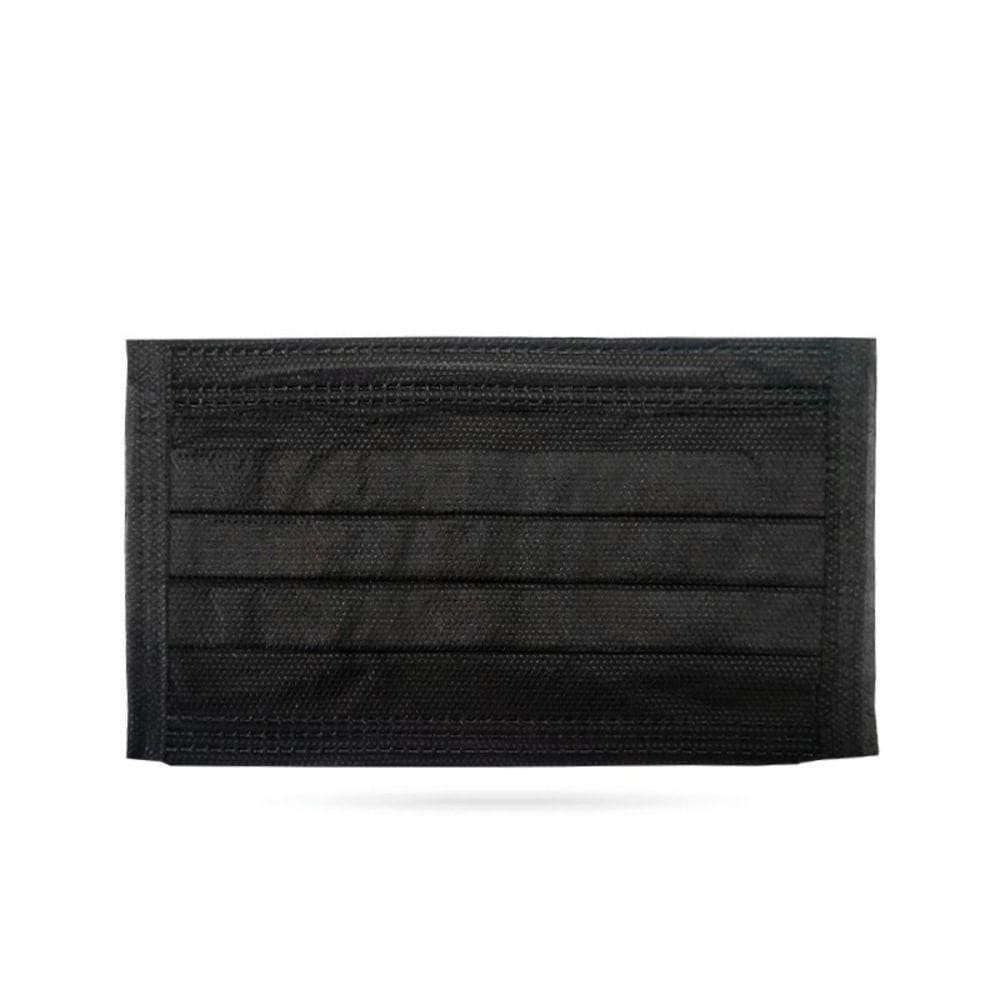 Máscara Descartável Adulto Tripla Sem Filtro Preto 50Unid