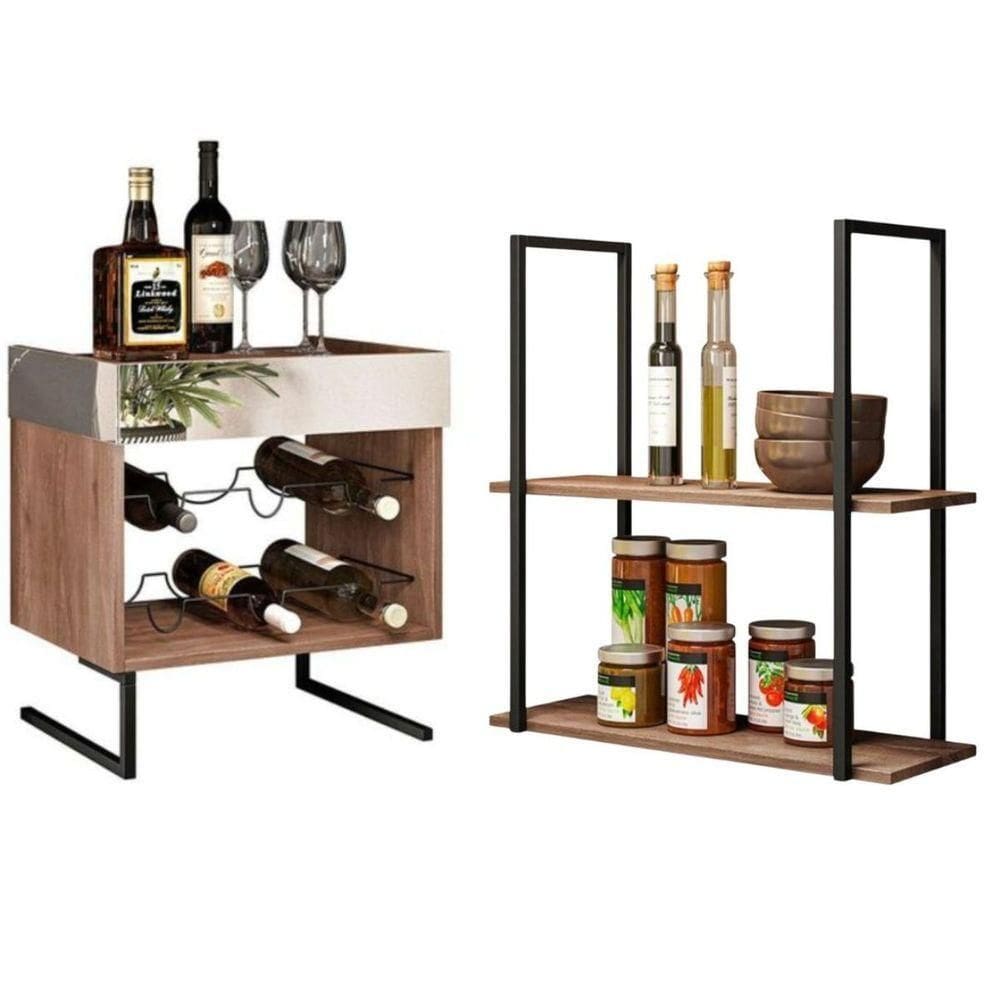 MP - Kit Adega Para 6 Garrafas Prateleira Aur