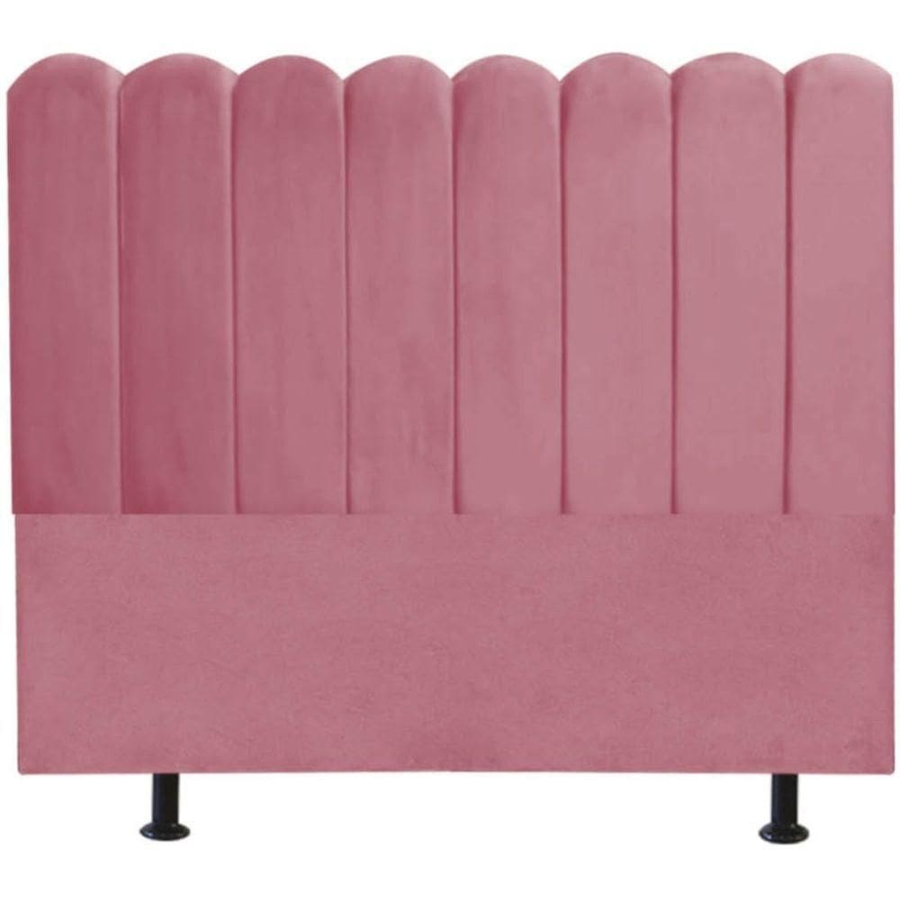 Cabeceira Nuvem Cama Box Casal 140 Cm Alanis Suede Rosa