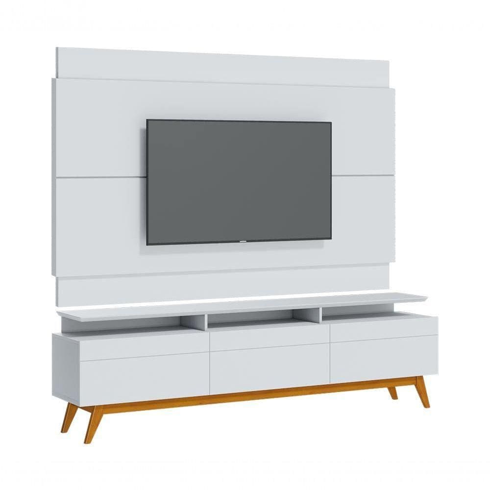 Rack Com Painel Classic +3g 2.2 Com Branco Acetinado - Imcal Móveis