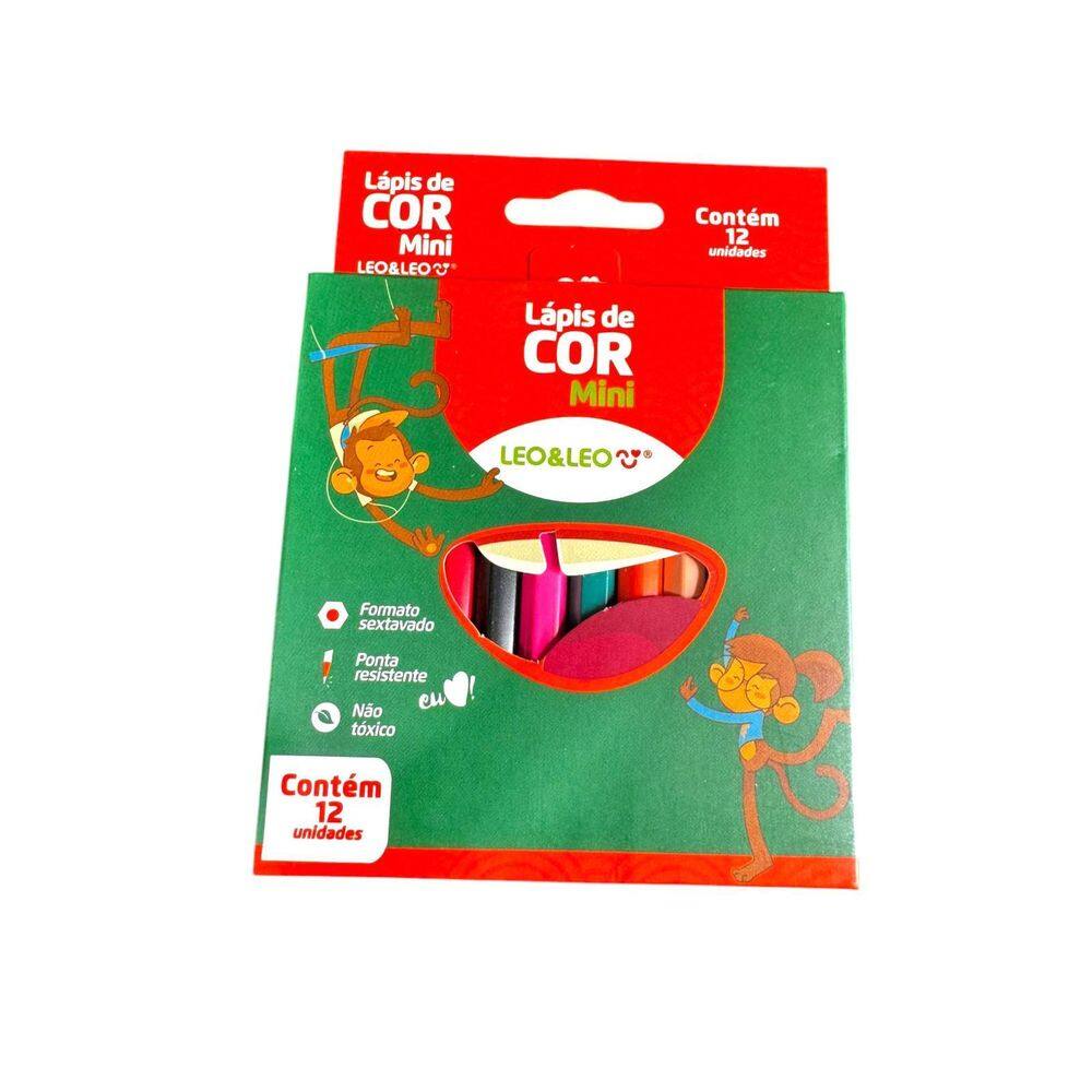 Kit 4 Caixas De Lápis De Cor 12 Cores Pequeno 9Cm Sextavado