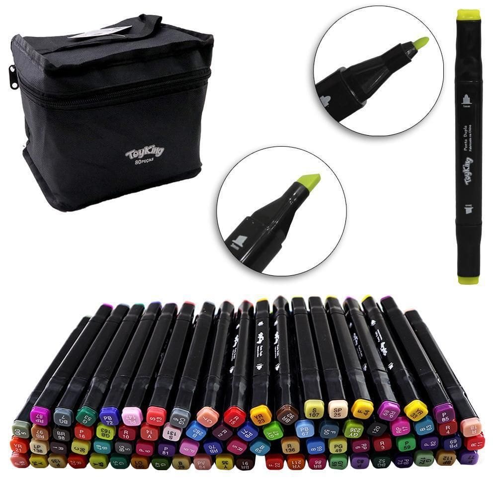 Caneta Hidrografica Ponta Grossa E Fina Dupla Com 80 Pecas