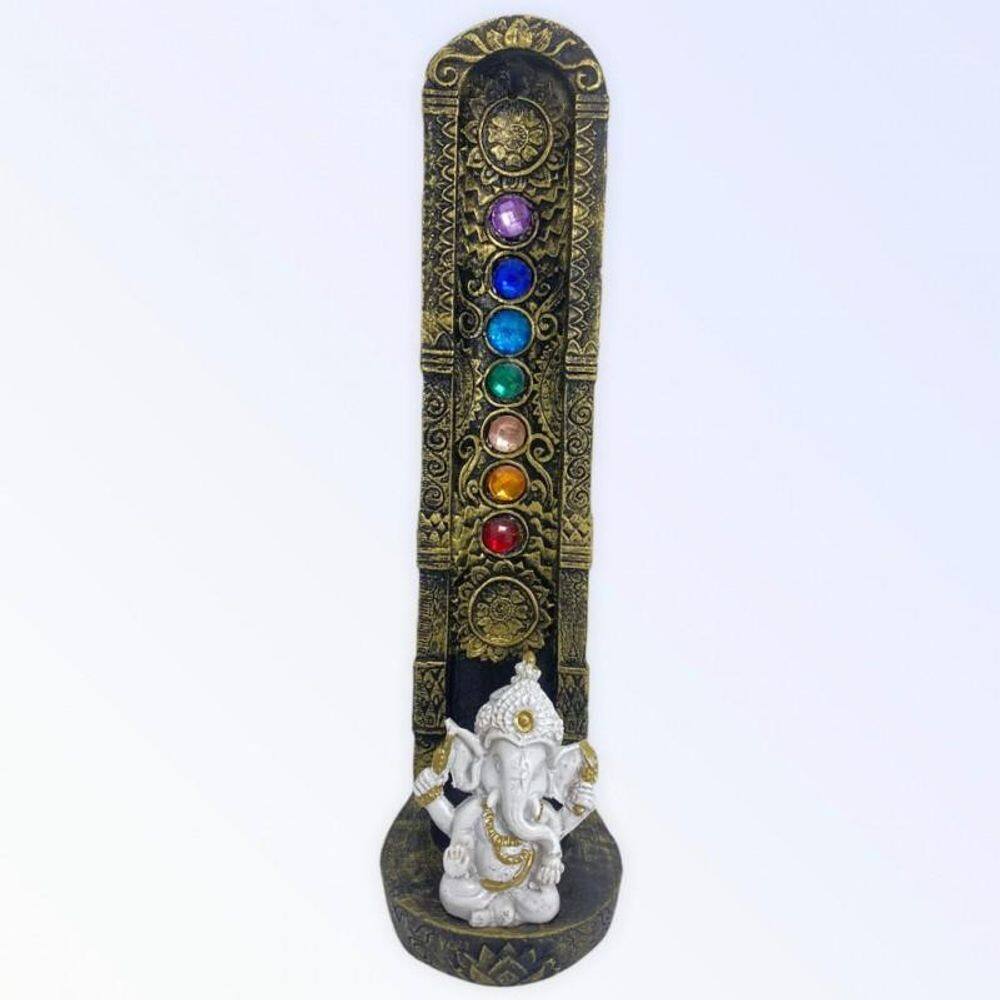 Escolha Cor Incensário 7 Chakras Buda Ganesha Yoga 22Cm