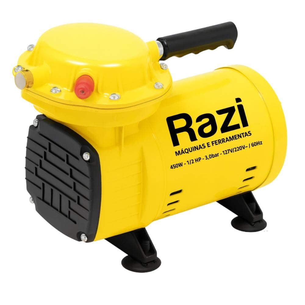 Compressor de Ar Direto Razi 0,5 CV 30203 RZ-CACS com Regulador de Pressão e Acessórios Bivolt