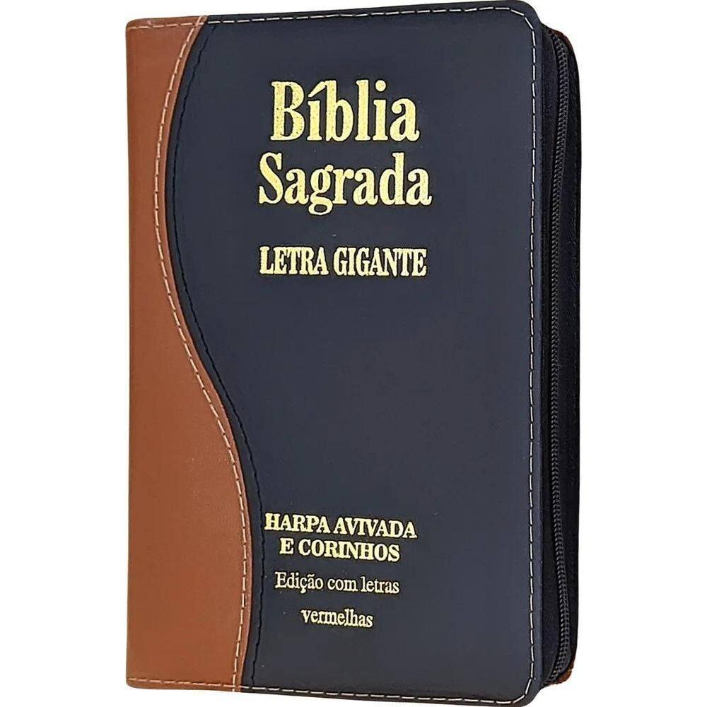 2X Bíblia Sagrada Letra Gigante Com Harpa Masculina / Femini