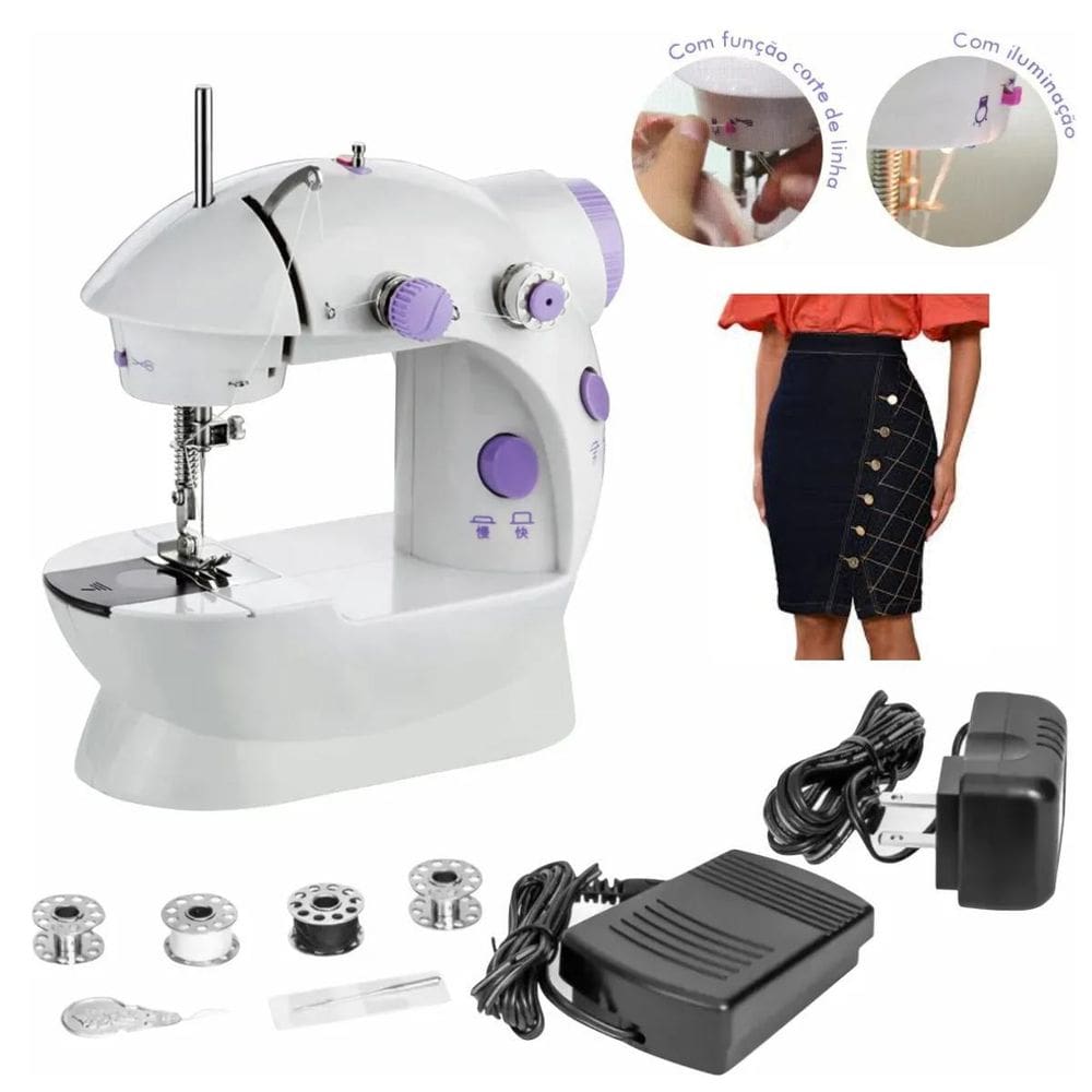 Máquina De Costura Reta Compacta Costura Simples Branca