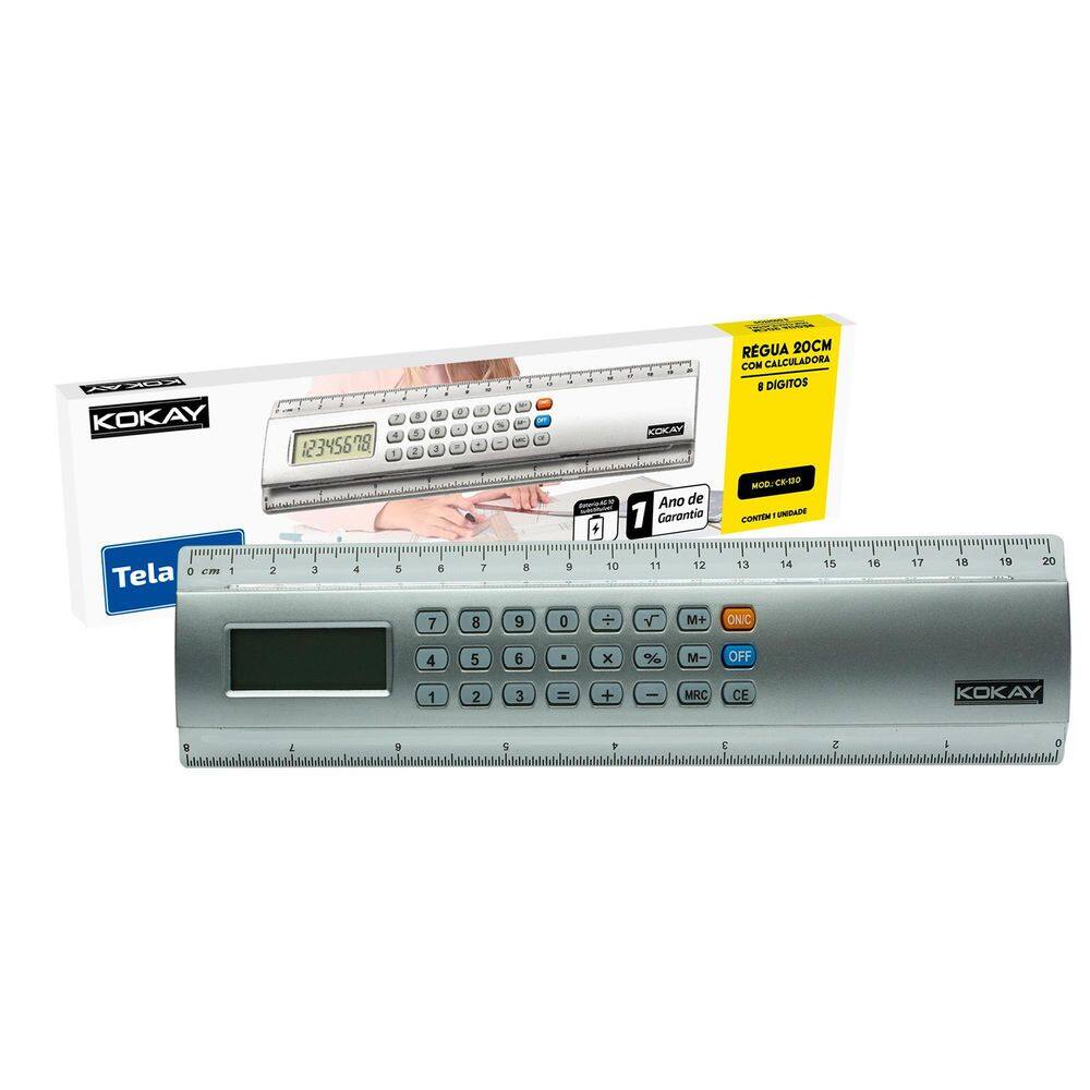 Régua Calculadora Com 8 Dígitos De 20Cm - Escritório Escolar